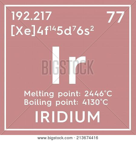 Iridium. Transition Metals. Chemical Element Of Mendeleev's Periodic Table. 3D Illustration.