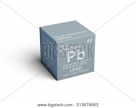 Lead. Plumbum. Post-transition Metals. Chemical Element Of Mendeleev's Periodic Table. 3D Illustrati