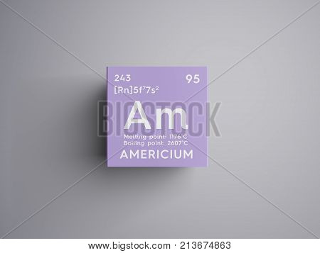 Americium. Actinoids. Chemical Element Of Mendeleev's Periodic Table. 3D Illustration.