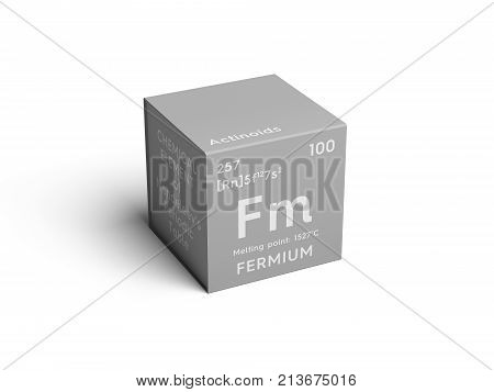 Fermium. Actinoids. Chemical Element Of Mendeleev's Periodic Table. 3D Illustration.