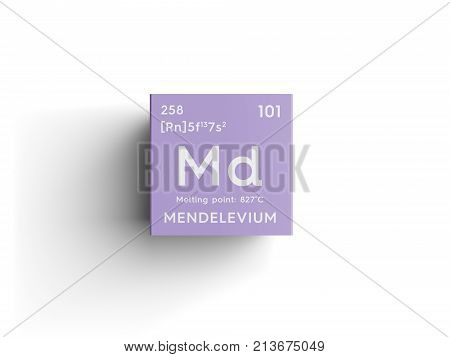 Mendelevium. Actinoids. Chemical Element Of Mendeleev's Periodic Table. 3D Illustration.