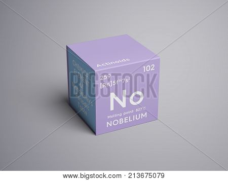 Nobelium. Actinoids. Chemical Element Of Mendeleev's Periodic Table. 3D Illustration.