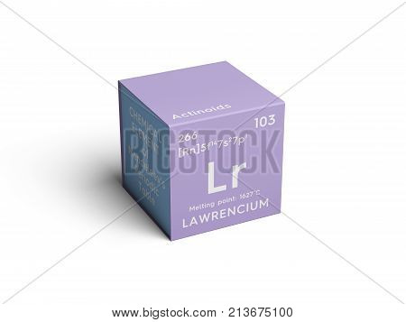 Lawrencium. Actinoids. Chemical Element Of Mendeleev's Periodic Table.. 3D Illustration.