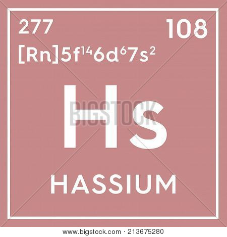 Hassium. Transition Metals. Chemical Element Of Mendeleev's Periodic Table. 3D Illustration.