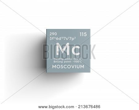 Moscovium. Post-transition Metals. Chemical Element Of Mendeleev's Periodic Table. 3D Illustration.