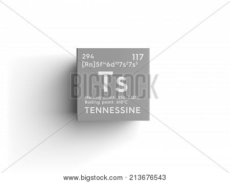Tennessine. Halogens. Chemical Element Of Mendeleev's Periodic Table. 3D Illustration.