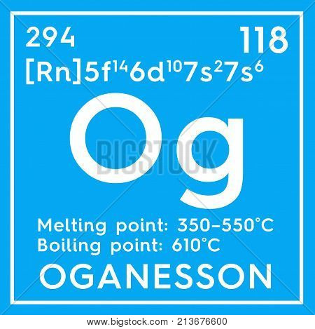 Oganesson. Noble Gases. Chemical Element Of Mendeleev's Periodic Table. 3D Illustration.