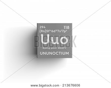 Ununoctium. Noble Gases. Chemical Element Of Mendeleev's Periodic Table.. 3D Illustration.