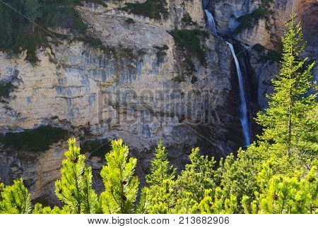 Fanes Cascades in the Dolomites, Italy, Europe