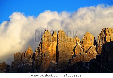 Alpine landscape in the Dolomites, Italy, Europe