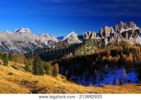 Croda da Lago in the Dolomites, Italy, Europe