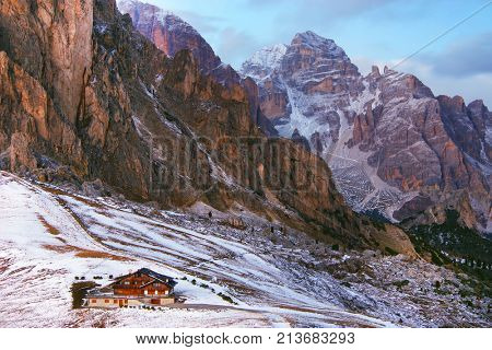 Alpine landscape in the Dolomites, Italy, Europe