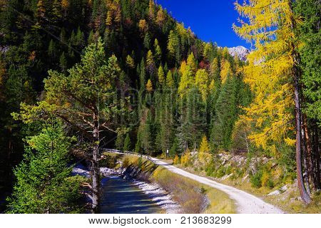 Alpine landscape in the Dolomites, Italy, Europe
