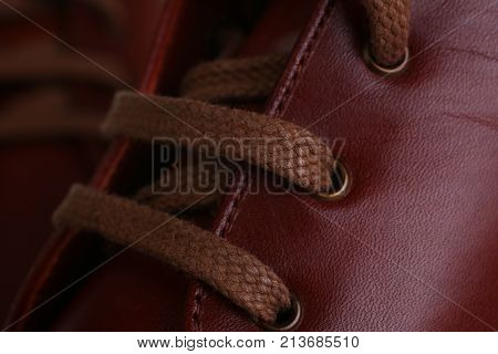Orange red leather shoes men women unisex beauty fashion style isolated on white background laces store stylish clothes