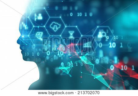 Double Exposure Image Of Virtual Human 3Dillustration