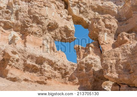 Beautiful view of cliffs from yellow red limestone (butterfly)