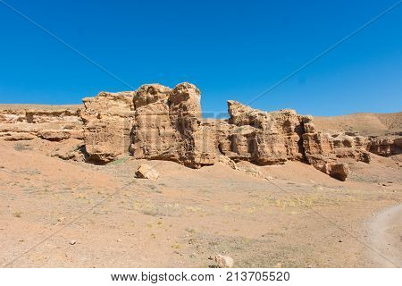 Beautiful view of cliffs from yellow red limestone