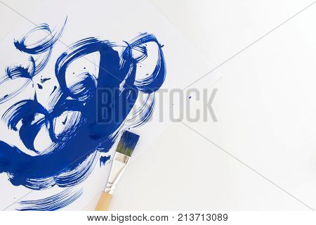 Painted Abstract Background With Brush On White Paper