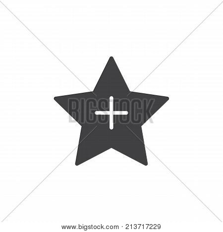 Add to favorites icon vector, filled flat sign, solid pictogram isolated on white. Star with plus symbol, logo illustration.