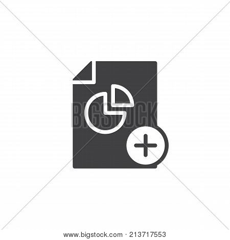 Add pie chart icon vector, filled flat sign, solid pictogram isolated on white. Graph with plus symbol, logo illustration.
