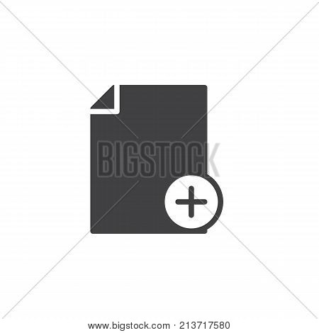 Add file icon vector, filled flat sign, solid pictogram isolated on white. Document with plus symbol, logo illustration.