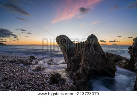 Avali beach at sunset - Lefkas island Greece