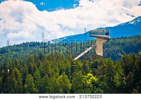Alpine Hills Of Insbruck And Olympic Ski Jump Tower View