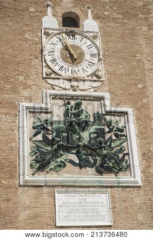 Recanati (Macerata Marches Italy): typical buildings of the historic town: ancient tower