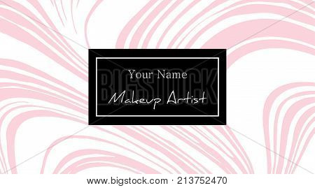 Makeup Artist Business Card With Pink Marble Texture. Abstract Modern Background. Vector Template Fo