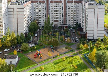 Moscow, Russia - October 10. 2017. 16 microdistrict of the city of Zelenograd