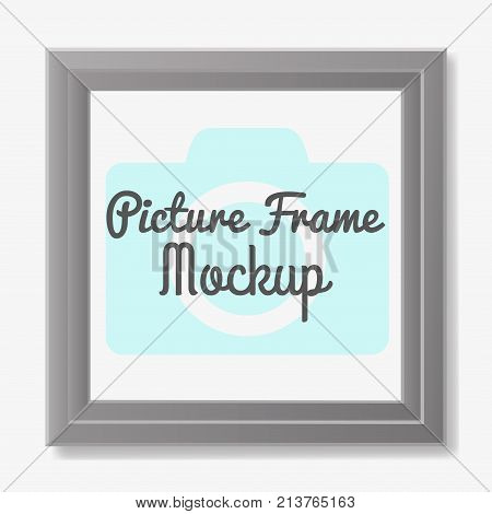 White frame for photos.Vertical blank picture frame with passe-partout. Vector realistic paper or matte plastic white with shadow. Isolated picture frame mockup template on white background.
