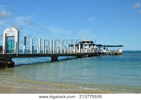 Marina With A Moored Boat. Oahu Hawaii USA EEUU.