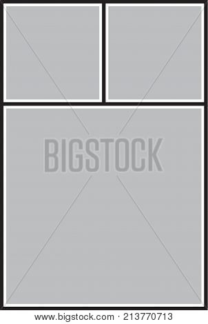 Vector frame for photos and pictures, photo collage, photo puzzle black and white