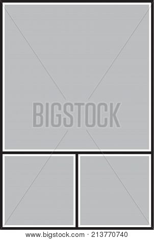 Vector frame for photos and pictures, photo collage, photo puzzle black and white