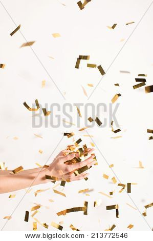 Woman Catching Falling Confetti