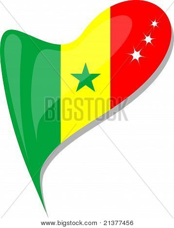 Senegal In Heart. Icon Of Senegal National Flag. Vector