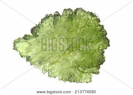 Green Moldavite Mineral From Czech Republic Isolated