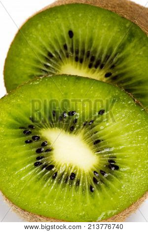 Juicy Kiwi Fruit Sliced On White
