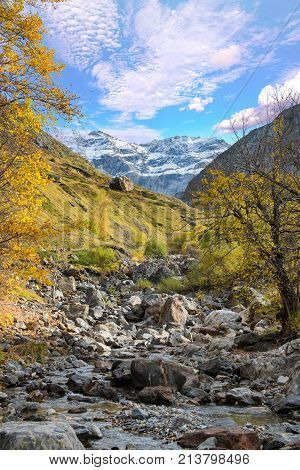 a view of the cirque of Troumouse in the Pyrenees mountains