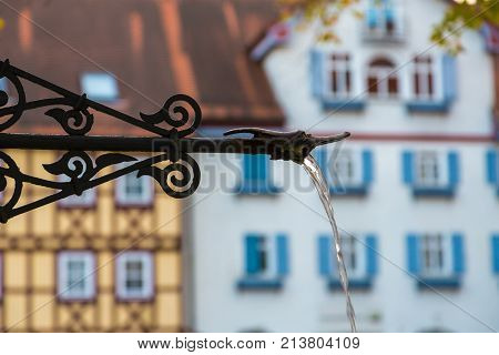 Old city fountain on square in Bad Wimpfen, Baden-Wurttemberg, Germany