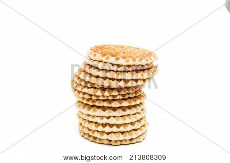 Dutch waffles dulcet isolated on white background