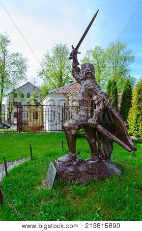 POLOTSK BELARUS - MAY 19 2017: Monument to Polotsk prince Andrey Olgerdovich Belarus