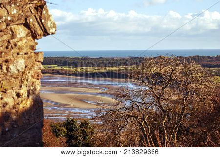A scenic view from Dundrum Castle ruins. 
Situated above the town of Dundrum, County Down in Northern Ireland.