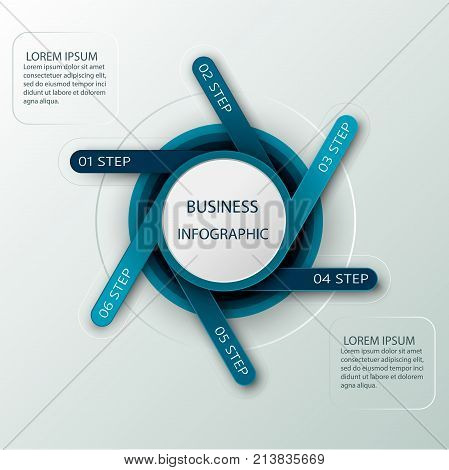 Business infographics with 6 pozition, steps, number options. Vector infographic