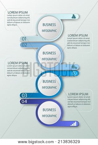Business infographics with 4 pozition, steps, number options. Vector infographic