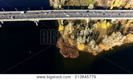 aerial view of Paton bridge in Kiev, Ukraine