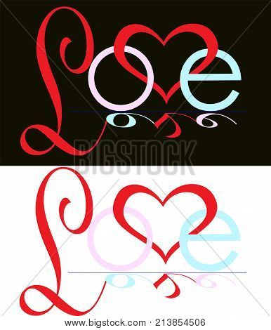 happy abstract inscription love romance heart logo isolated
