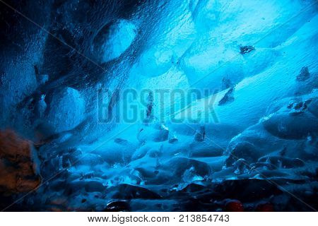 Abstract Of An Ice Cave Inside Vatnajokull Glacier