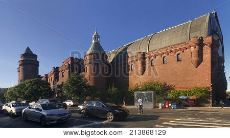 BRONX NEW YORK USA - OCTOBER 3: Panoramic view of Kingsbridge Armory also known as eighth Regiment Armory. Taken October 3 2017 in New York.
