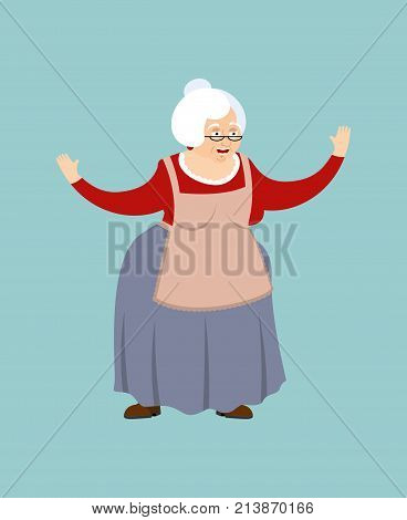 Grandmother Happy. Grandma Merry Emoji. Old Lady Vector Illustration